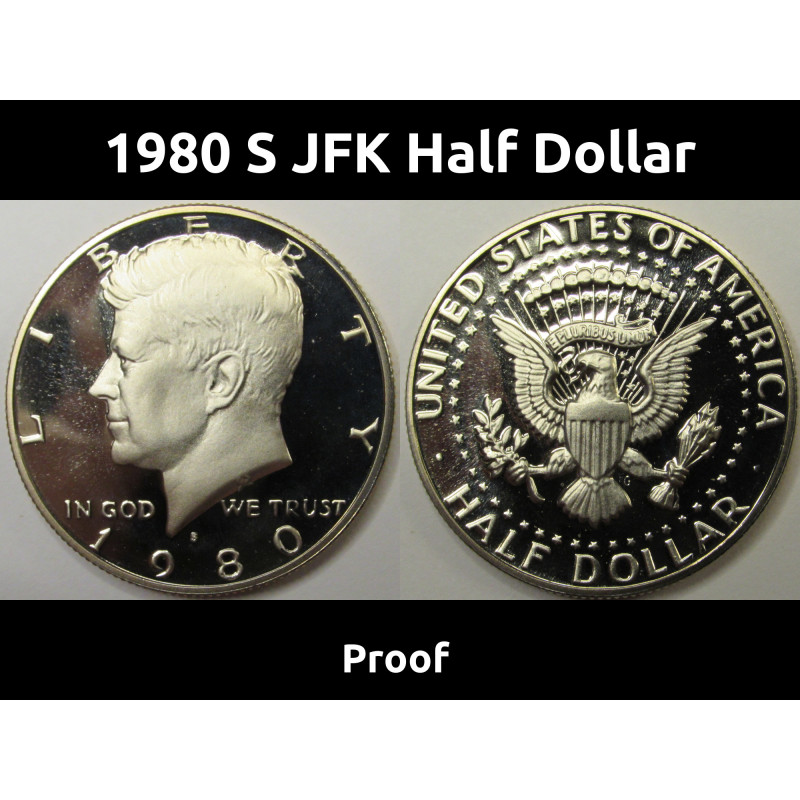 1980 S JFK Half Dollar - vintage American flashy proof coin