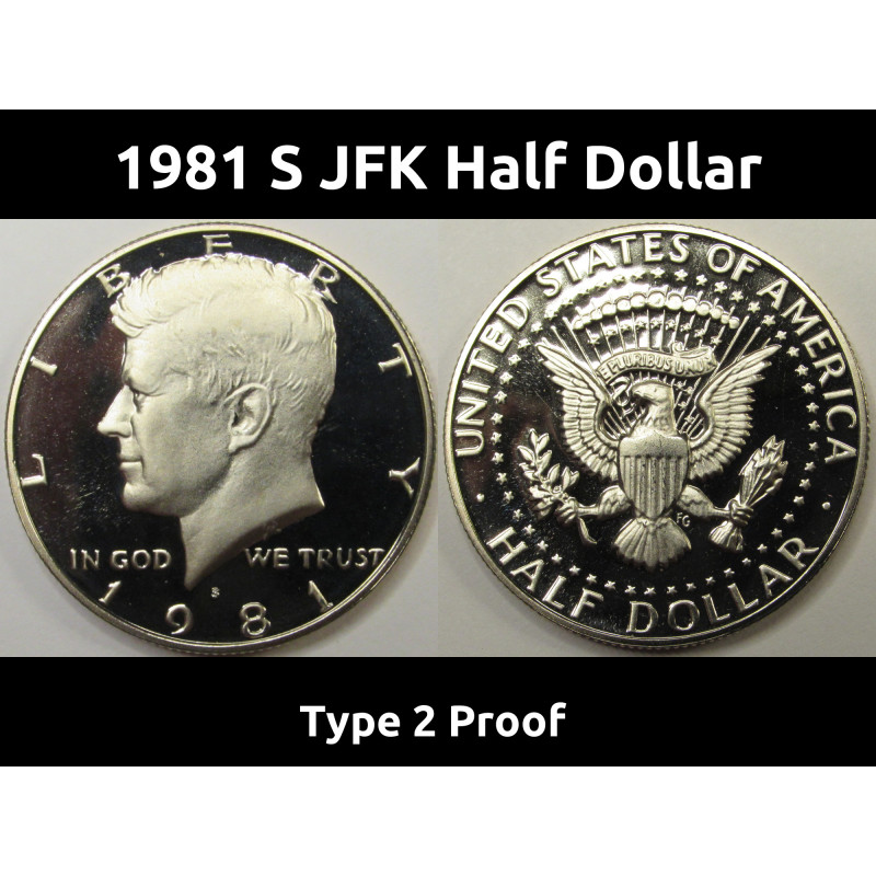 1981 S JFK Half Dollar - Type 2 Proof - vintage American coin