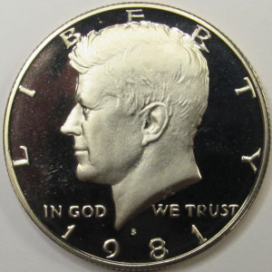 1981 S JFK Half Dollar - Type 2 Proof - vintage American coin