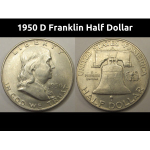 1950 D Franklin Half Dollar - antique Denver mintmark silver half