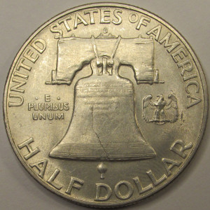 1950 D Franklin Half Dollar - antique Denver mintmark silver half