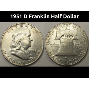 1951 D Franklin Half Dollar - vintage American silver half