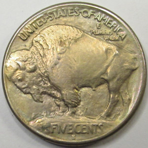 1913 S T1 Buffalo Nickel - San Francisco mintmark raised mound uncirculated classic US coin