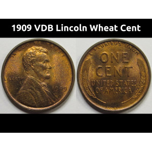 1909 VDB Lincoln Wheat Cent - antique uncirculated American first year of issue coin