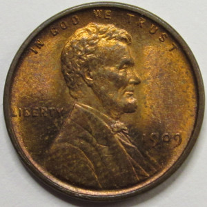 1909 VDB Lincoln Wheat Cent - antique uncirculated American first year of issue coin
