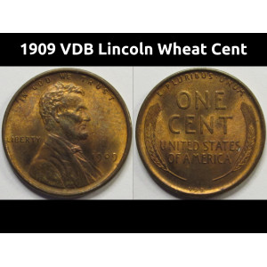 1909 VDB Lincoln Wheat Cent - antique first year of issue uncirculated American coin