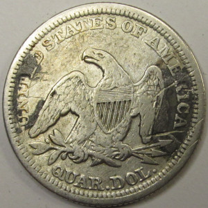 1891 Love Token - Seated Liberty Quarter - JWHB initials