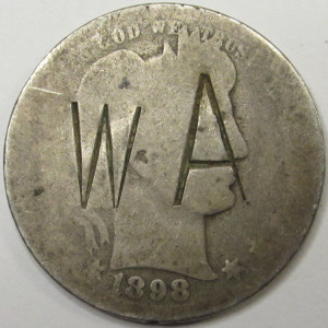 1898 Love Token -Barber Quarter - WA initials