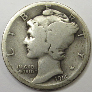 1916 S Mercury Dime - antique San Francisco mintmark American silver coin