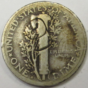 1917 D Mercury Dime - vintage Denver mintmark American silver coin