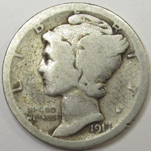 1917 S Mercury Dime - vintage San Francisco mintmark silver coin