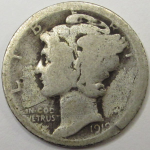 1919 D Mercury Dime - antique Denver mintmark American dime