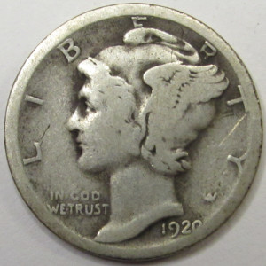 1920 D Mercury Dime - antique Denver mintmark American silver coin