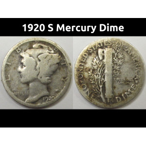 1920 S Mercury Dime - antique San Francisco mintmark silver coin
