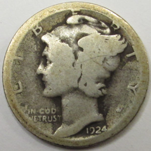 1924 S Mercury Dime - antique San Francisco mintmark silver dime