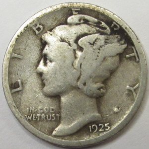 1925 S Mercury Dime - vintage San Francisco mintmark silver dime
