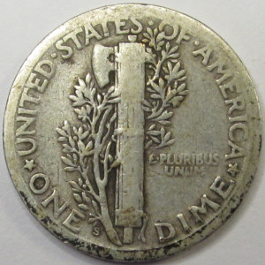 1925 S Mercury Dime - vintage San Francisco mintmark silver dime