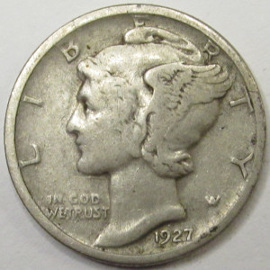 1927 D Mercury Dime - antique Denver mintmark silver coin
