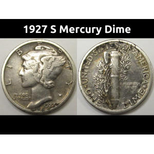 1927 S Mercury Dime - vintage San Francisco mintmark coin