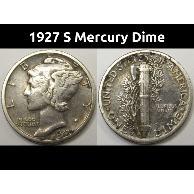 1927 S Mercury Dime - vintage San Francisco mintmark coin