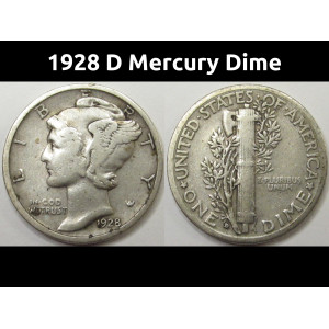 1928 D Mercury Dime - vintage Denver mintmark silver coin