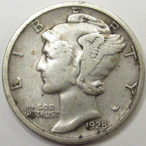 1928 D Mercury Dime - vintage Denver mintmark silver coin