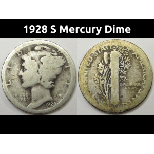 1928 S Mercury Dime - vintage San Francisco mintmark silver coin