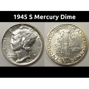 1945 S Mercury Dime - vintage uncirculated American silver coin