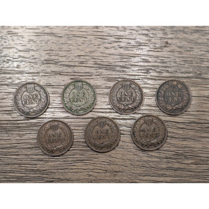 Lot of 7 higher grade Indian Head Cents - 1895-1908 - full Liberty