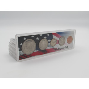 Birth Year Coins Gift Set in plastic display case - choose date 1964-2026 - uncirculated mint set