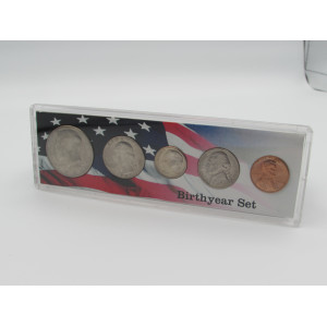 Birth Year Coins Gift Set in plastic display case - choose date 1964-2026 - uncirculated mint set