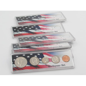 Birth Year Coins Gift Set in plastic display case - choose date 1964-2026 - uncirculated mint set