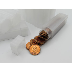 Square Cent (Penny) Coin Tubes - Pack of 5 / 10 / 20 - archival quality plastic