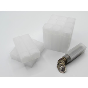 Square Dime Coin Tubes - Pack of 5 / 10 / 20 - archival quality plastic