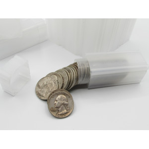 Square Quarter Coin Tubes - Pack of 5 / 10 / 20 - archival quality plastic
