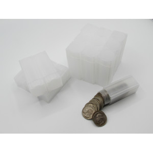 Square Quarter Coin Tubes - Pack of 5 / 10 / 20 - archival quality plastic