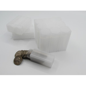 Square Quarter Coin Tubes - Pack of 5 / 10 / 20 - archival quality plastic