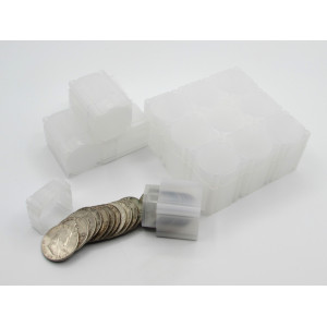 Square Half Dollar Coin Tubes - Pack of 5 / 10 / 20 - archival quality plastic
