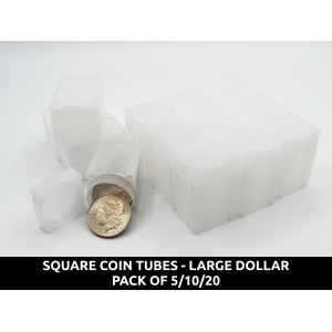 Square Large Dollar Tubes - Pack of 5 / 10 / 20 - archival quality plastic