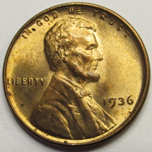 1936 Lincoln Wheat Cent - antique uncirculated Great Depression era wheat penny