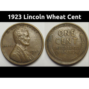 1923 Lincoln Wheat Cent - antique better condition American wheat penny