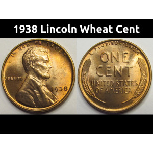 1938 Lincoln Wheat Cent - antique high grade uncirculated wheat penny