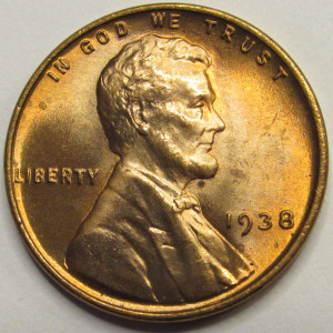1938 Lincoln Wheat Cent - antique high grade uncirculated wheat penny