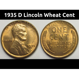 1935 D Lincoln Wheat Cent - antique Denver mintmark uncirculated penny