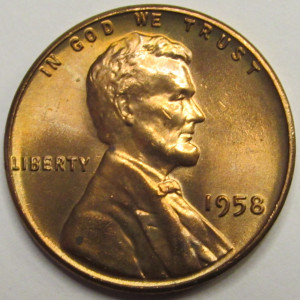 1958 Lincoln Wheat Cent - final year of issue red uncirculated penny
