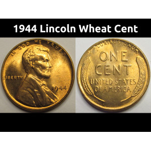 1944 Lincoln Wheat Cent - antique uncirculated WW2 era American penny