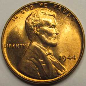 1944 Lincoln Wheat Cent - antique uncirculated WW2 era American penny