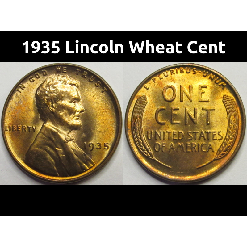 1935 Lincoln Wheat Cent - antique uncirculated thirties penny