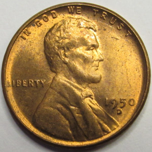 1950 D Lincoln Wheat Cent - antique Denver mintmark uncirculated penny