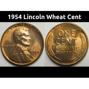 1954 Lincoln Wheat Cent - antique fifties uncirculated wheat penny